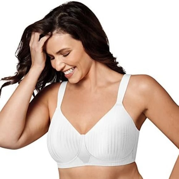 Playtex Secrets Perfectly Smooth Wirefree Bra White Stripe (4707) Size 44C NWT - Picture 1 of 3